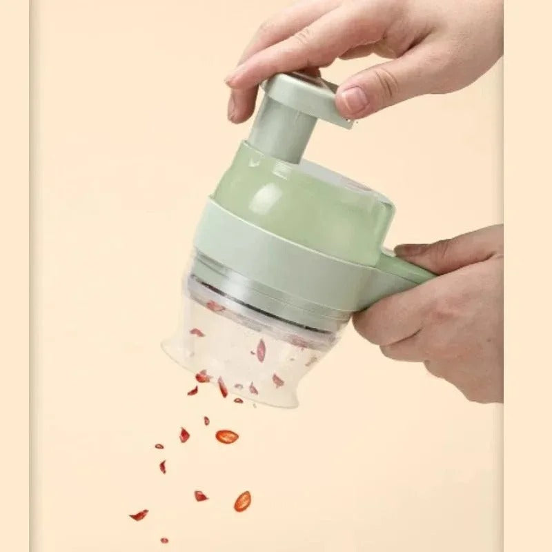Rechargeable 4-in-1 Electric Vegetable Cutter – Multi-Function Slicer, Chopper, Grinder & Peeler