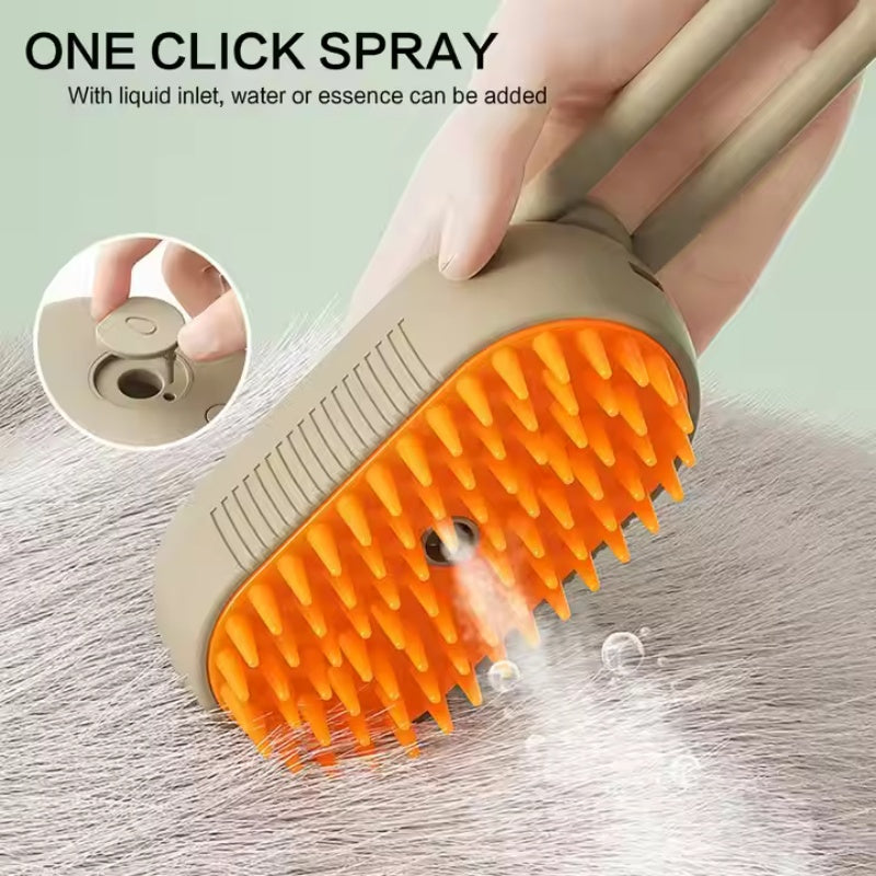 Steam Pet Brush | 3-in-1 Electric Spray Grooming & Deshedding Brush