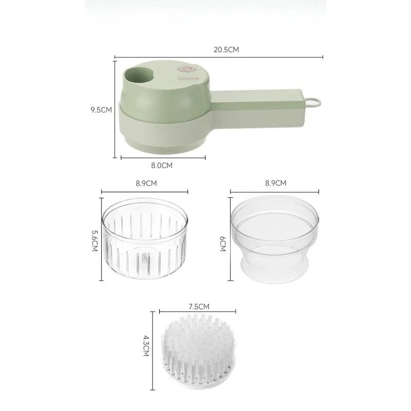 Rechargeable 4-in-1 Electric Vegetable Cutter – Multi-Function Slicer, Chopper, Grinder & Peeler
