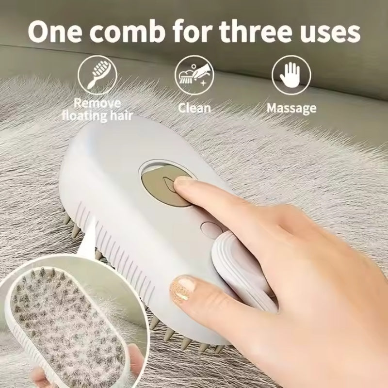 Steam Pet Brush | 3-in-1 Electric Spray Grooming & Deshedding Brush