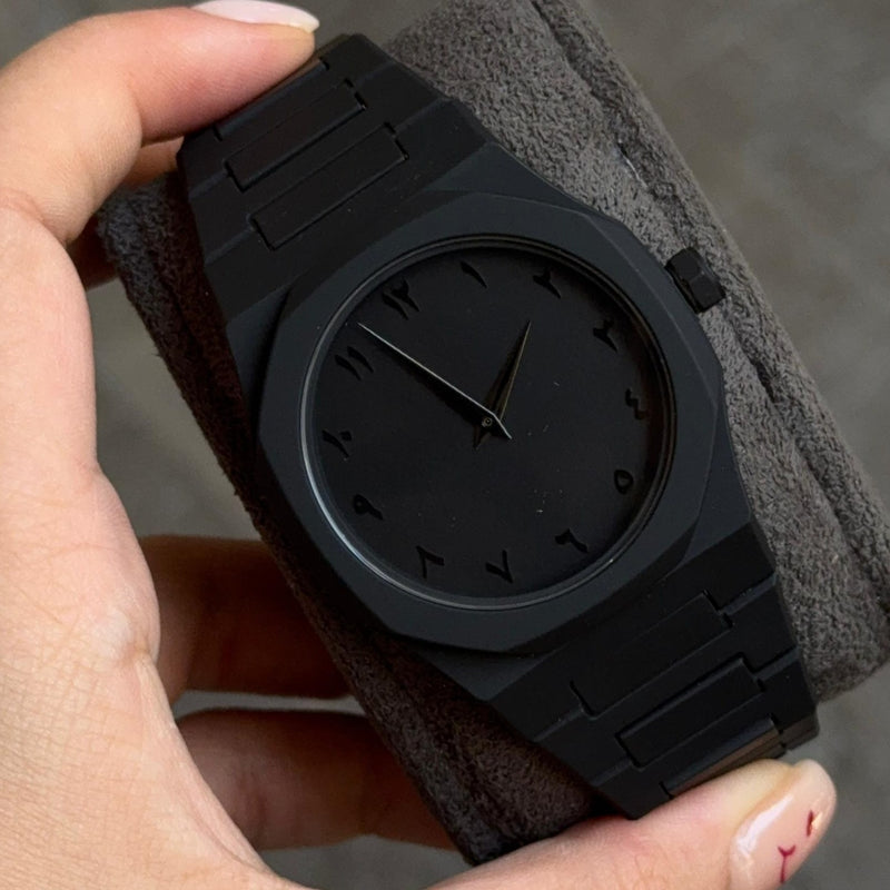 Couple Black AURA Quartz Watch Set | Matching His & Her All-Black Wrist Watches