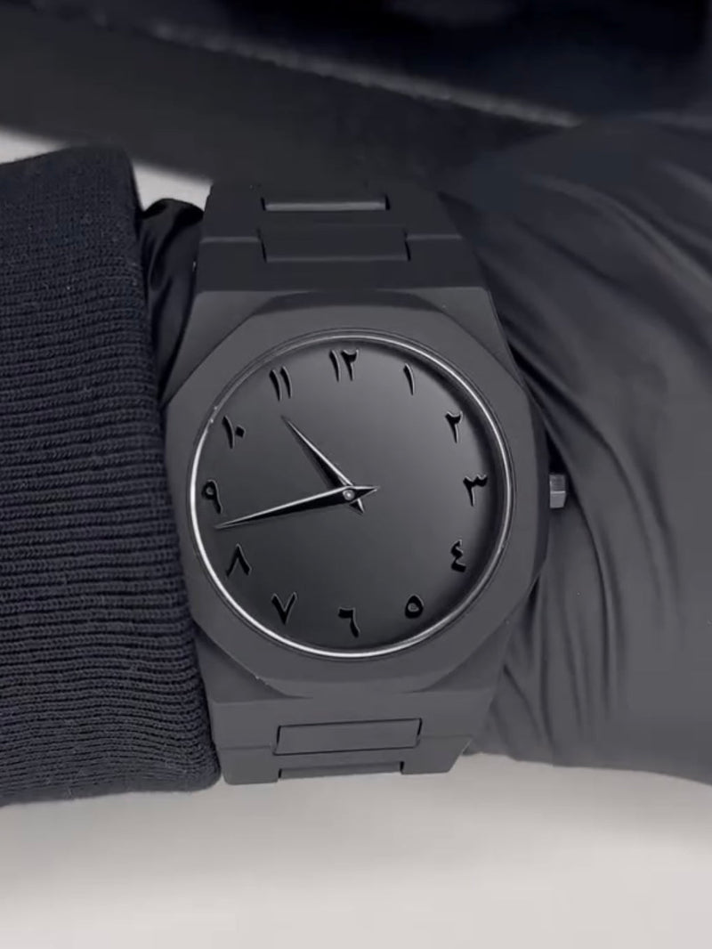 Couple Black AURA Quartz Watch Set | Matching His & Her All-Black Wrist Watches
