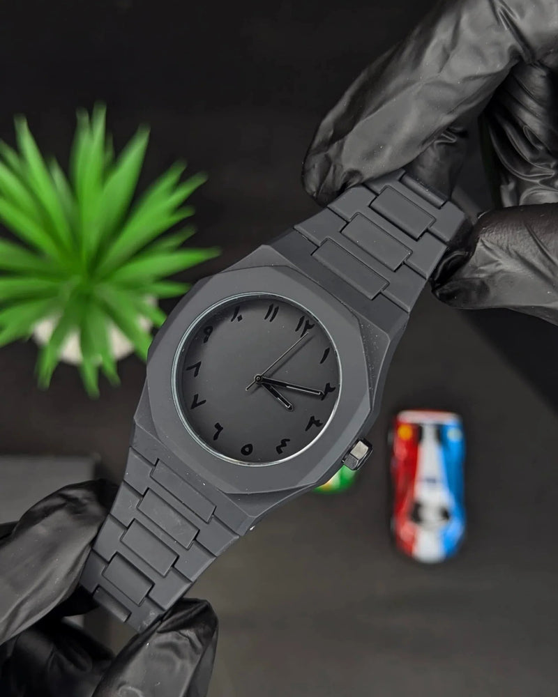 Couple Black AURA Quartz Watch Set | Matching His & Her All-Black Wrist Watches