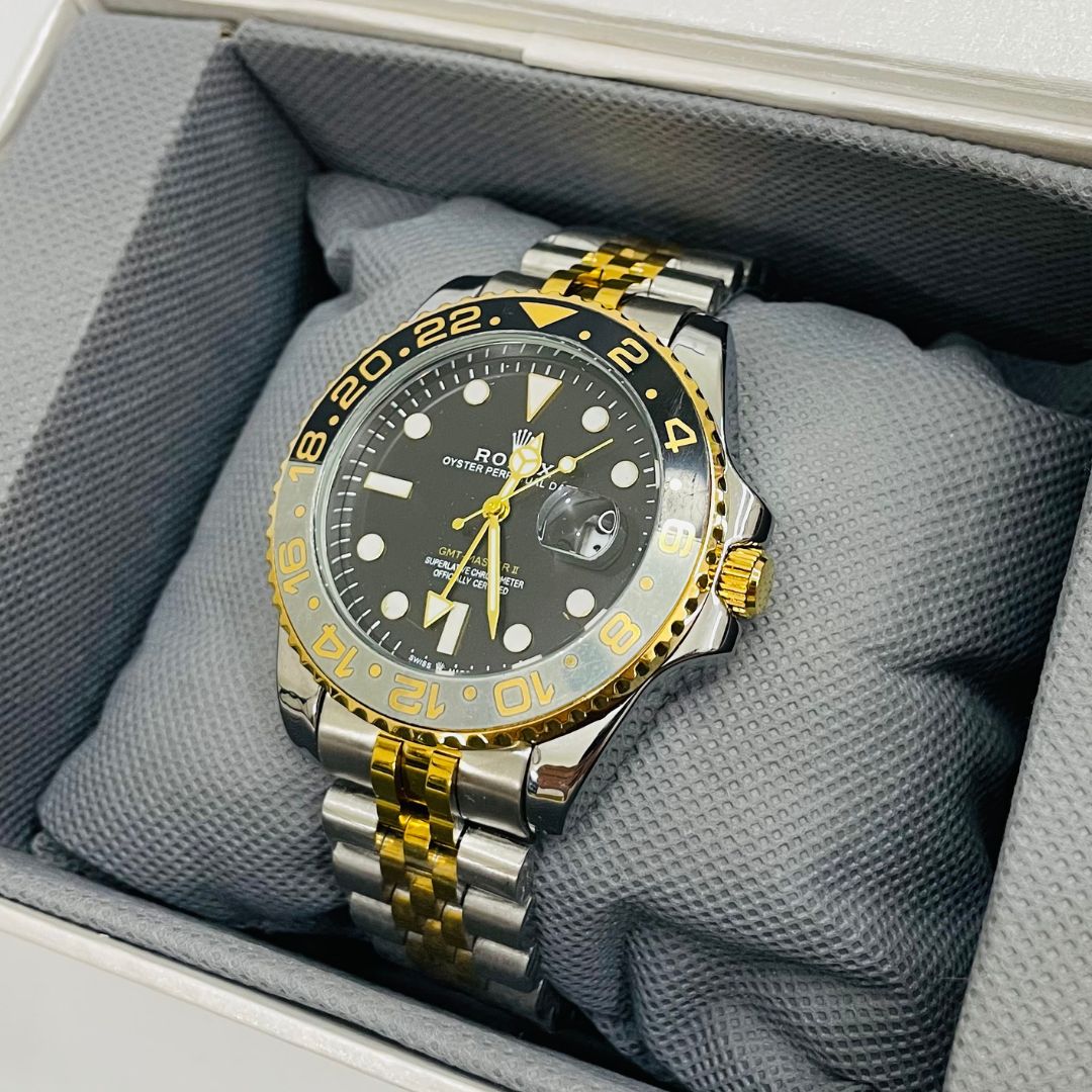 Luxury Rolex Style Watch – Golden & Silver Elegant Analog Timepiece