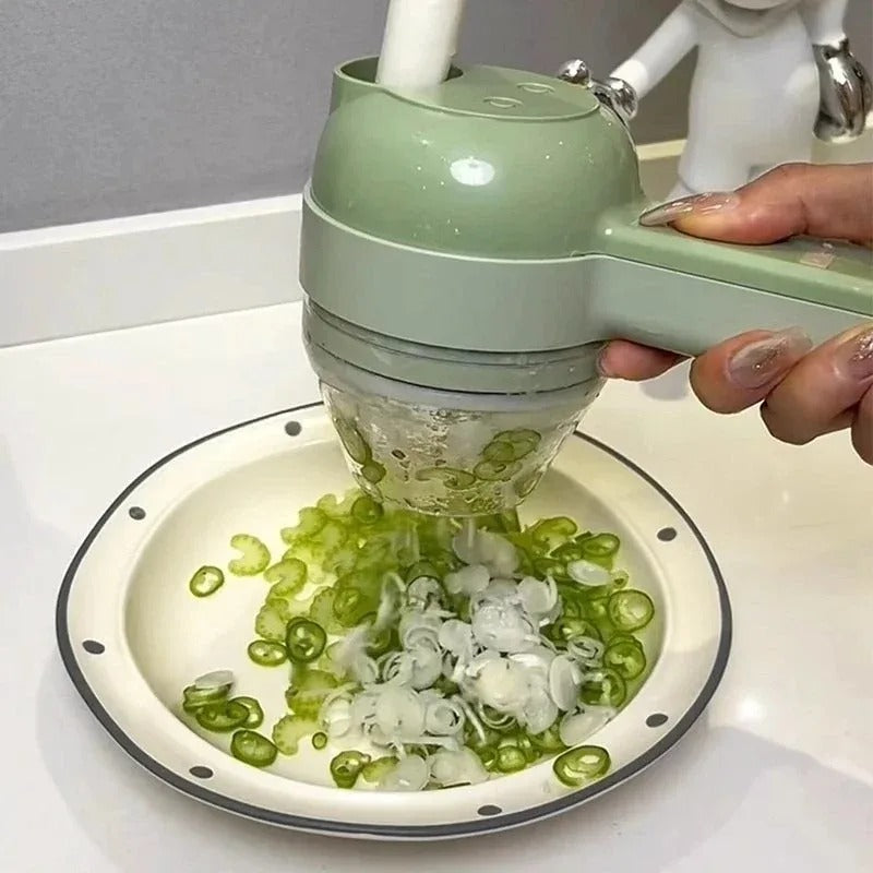 Rechargeable 4-in-1 Electric Vegetable Cutter – Multi-Function Slicer, Chopper, Grinder & Peeler