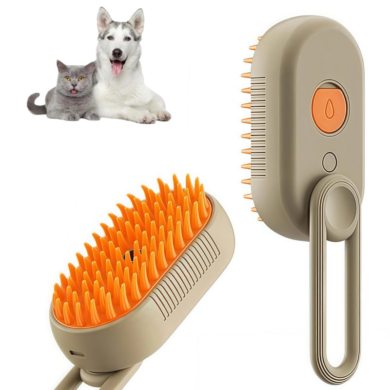 Steam Pet Brush | 3-in-1 Electric Spray Grooming & Deshedding Brush