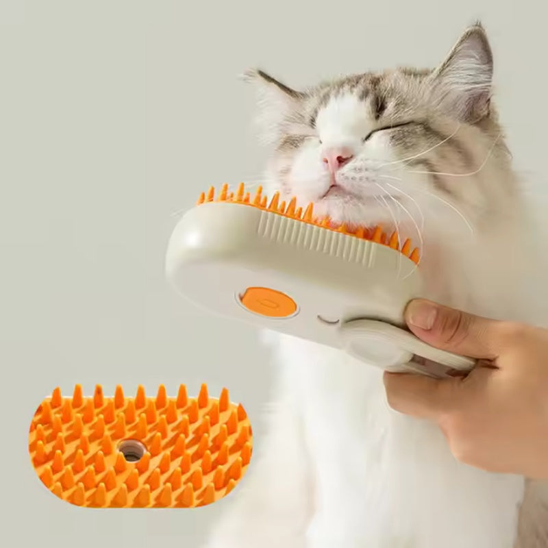 Steam Pet Brush | 3-in-1 Electric Spray Grooming & Deshedding Brush
