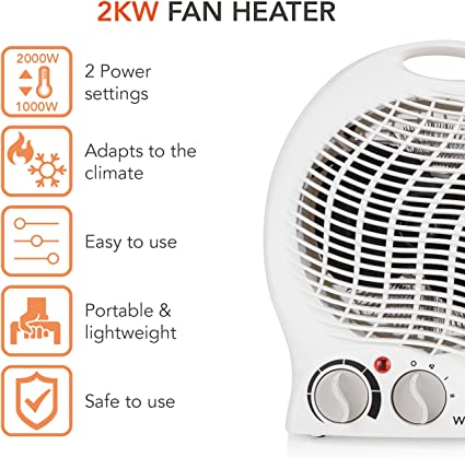 Imported Fan Room Heater 2000W – Electric Winter Warmer with EU Plug (220V)